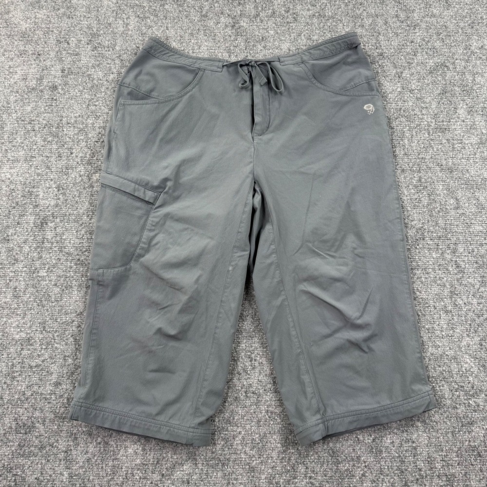 Mountain Hardwear Capri Pants 8 Gray Dynama Cropped Hiking Excellent Women's